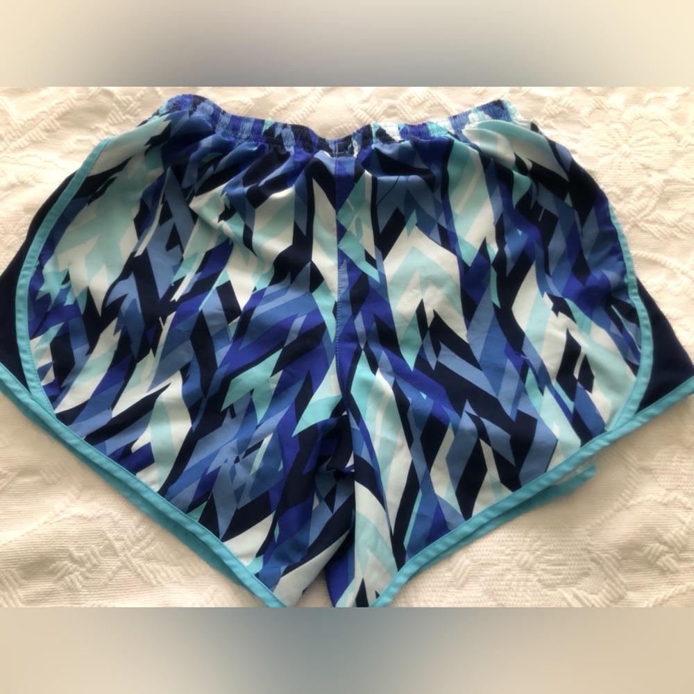 Blue pattern Nike girls dry fit shorts